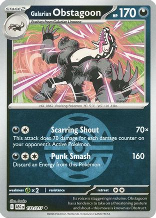 Galarian Obstagoon - 132/217 (Dusk Ball) (132) [ME: Ascended Heroes] Reverse Holofoil-1