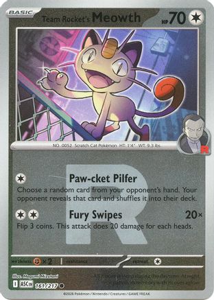 Team Rocket's Meowth (Team Rocket) (161) [ME: Ascended Heroes] Reverse Holofoil-1