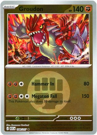 Groudon (Energy Symbol Pattern) (108) [ME: Ascended Heroes] Reverse Holofoil - Deck Out Gaming