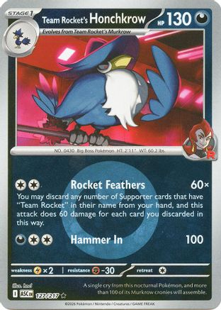 Team Rocket's Honchkrow (Energy Symbol Pattern) (127) [ME: Ascended Heroes] Reverse Holofoil-1