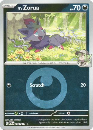 N's Zorua (Energy Symbol Pattern) (136) [ME: Ascended Heroes] Reverse Holofoil-1