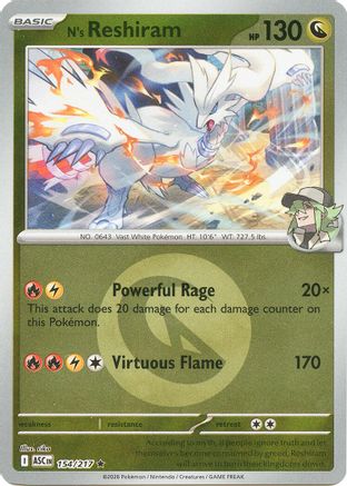 N's Reshiram (Energy Symbol Pattern) (154) [ME: Ascended Heroes] Reverse Holofoil-1