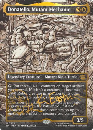Donatello, Mutant Mechanic (Borderless) (Gold-Stamped Signature) (302) [Teenage Mutant Ninja Turtles] foil - Deck Out Gaming