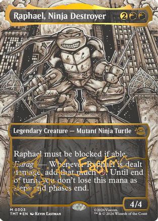Raphael, Ninja Destroyer (Borderless) (Gold-Stamped Signature) (303) [Teenage Mutant Ninja Turtles] foil - Deck Out Gaming