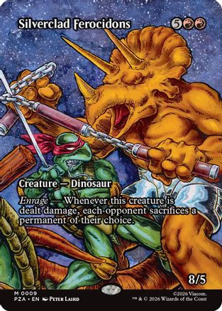 Silverclad Ferocidons (Borderless) (9) [Teenage Mutant Ninja Turtles Eternal-Legal] foil - Deck Out Gaming