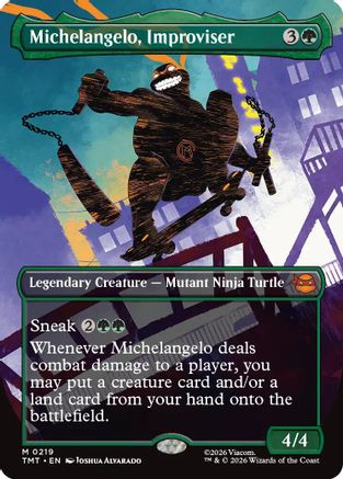 Michelangelo, Improviser (Borderless) (219) [Teenage Mutant Ninja Turtles] foil - Deck Out Gaming