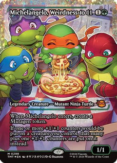 Michelangelo, Weirdness to 11 (Showcase) (Fracture Foil) (298) [Teenage Mutant Ninja Turtles] foil - Deck Out Gaming