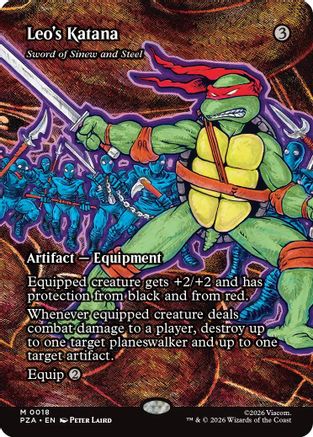 Leo's Katana - Sword of Sinew and Steel (Borderless) (18) [Teenage Mutant Ninja Turtles Eternal-Legal] foil - Deck Out Gaming