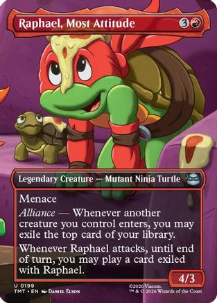 Raphael, Most Attitude (Borderless) (199) [Teenage Mutant Ninja Turtles] foil - Deck Out Gaming