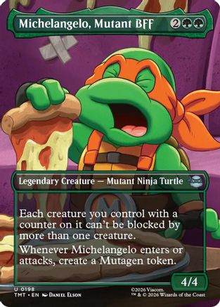 Michelangelo, Mutant BFF (Borderless) (198) [Teenage Mutant Ninja Turtles] foil - Deck Out Gaming