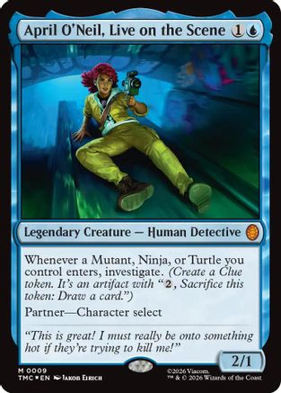 April O'Neil, Live on the Scene (Surge Foil) (9) [Commander: Teenage Mutant Ninja Turtles] foil - Deck Out Gaming