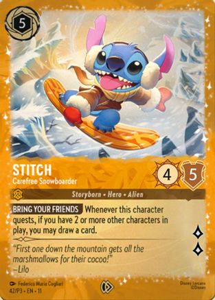 Stitch - Carefree Snowboarder (42) [Disney Lorcana Promo Cards] Holofoil - Deck Out Gaming
