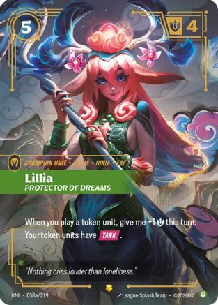 Lillia - Protector of Dreams (Alternate Art) (058a/219) [Unleashed] Foil - Deck Out Gaming