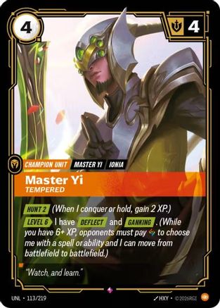 Master Yi - Tempered (113/219) [Unleashed] Foil - Deck Out Gaming