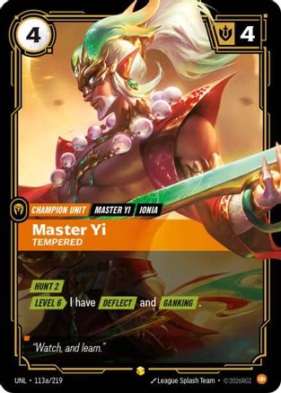 Master Yi - Tempered (Alternate Art) (113a/219) [Unleashed] Foil - Deck Out Gaming