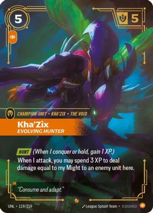 Kha'Zix - Evolving Hunter (119/219) [Unleashed] Foil - Deck Out Gaming