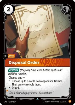 Disposal Order (103/219) [Unleashed] Foil - Deck Out Gaming