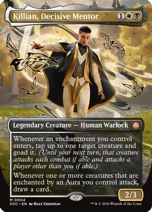 Killian, Decisive Mentor (Borderless) (4) [Commander: Secrets of Strixhaven] - Deck Out Gaming