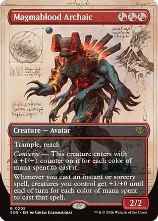 Magmablood Archaic (Borderless) (295) [Secrets of Strixhaven] foil - Deck Out Gaming