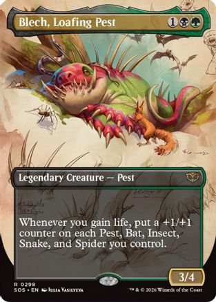 Blech, Loafing Pest (Borderless) (298) [Secrets of Strixhaven] foil - Deck Out Gaming