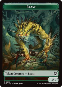 Beast // Fractal (0004) Double-Sided Token (14) [Commander: Secrets of Strixhaven] - Deck Out Gaming