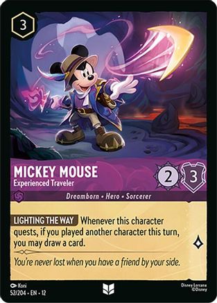 Mickey Mouse - Experienced Traveler (52/204) [Wilds Unknown] Cold Foil - Deck Out Gaming
