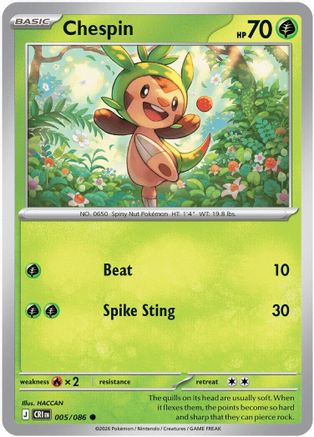 Chespin - 005/086 (5) [ME04: Chaos Rising] Reverse Holofoil - Deck Out Gaming