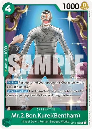 Mr.2.Bon.Kurei(Bentham) (036) (OP16-036) [The Time of Battle] - Deck Out Gaming