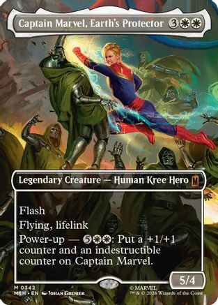 Captain Marvel, Earth's Protector (Borderless) (0342) (342) [Marvel Super Heroes] - Deck Out Gaming