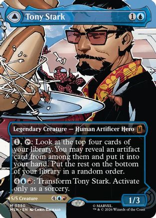 Tony Stark (Borderless) (0350) (350) [Marvel Super Heroes] foil - Deck Out Gaming