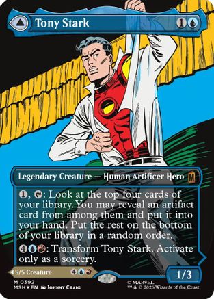 Tony Stark (Borderless) (0392) (392) [Marvel Super Heroes] foil - Deck Out Gaming
