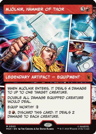 Mjolnir, Hammer of Thor (Borderless) (0303) (303) [Marvel Super Heroes] foil - Deck Out Gaming