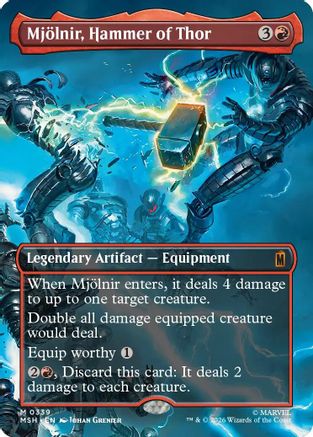 Mjolnir, Hammer of Thor (Borderless) (0339) (339) [Marvel Super Heroes] foil - Deck Out Gaming