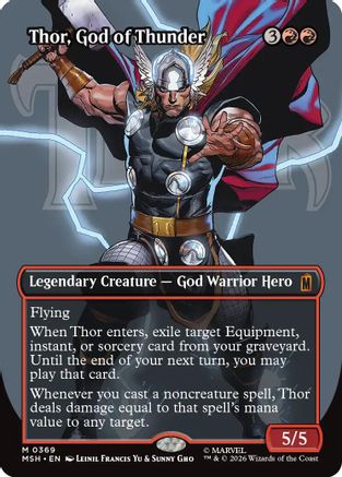 Thor, God of Thunder (Borderless) (0369) (369) [Marvel Super Heroes] foil - Deck Out Gaming
