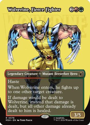 Wolverine, Fierce Fighter (Borderless) (378) [Marvel Super Heroes] foil - Deck Out Gaming