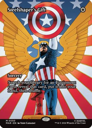Steelshaper's Gift (Borderless) (50) [Marvel Universe Eternal-Legal] foil - Deck Out Gaming