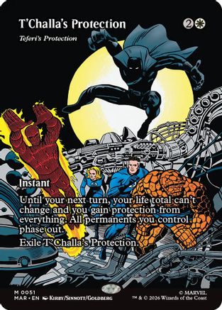 T'Challa's Protection - Teferi's Protection (Borderless) (51) [Marvel Universe Eternal-Legal] foil - Deck Out Gaming