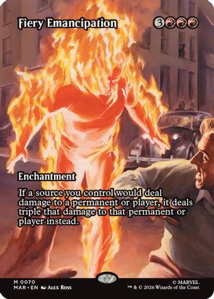 Fiery Emancipation (Borderless) (70) [Marvel Universe Eternal-Legal] foil - Deck Out Gaming