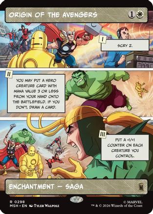 Origin of the Avengers (Borderless) (298) [Marvel Super Heroes] foil - Deck Out Gaming