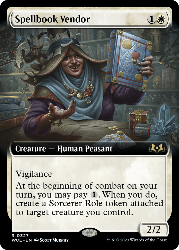 Spellbook Vendor (Extended Art) (327) [Wilds of Eldraine] - Deck Out Gaming
