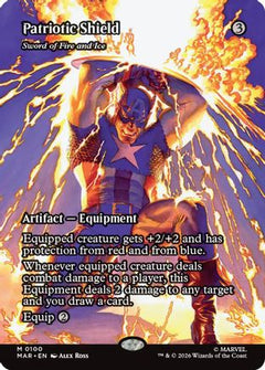 Patriotic Shield - Sword of Fire and Ice (Borderless) (100) [Marvel Universe Eternal-Legal] - Deck Out Gaming