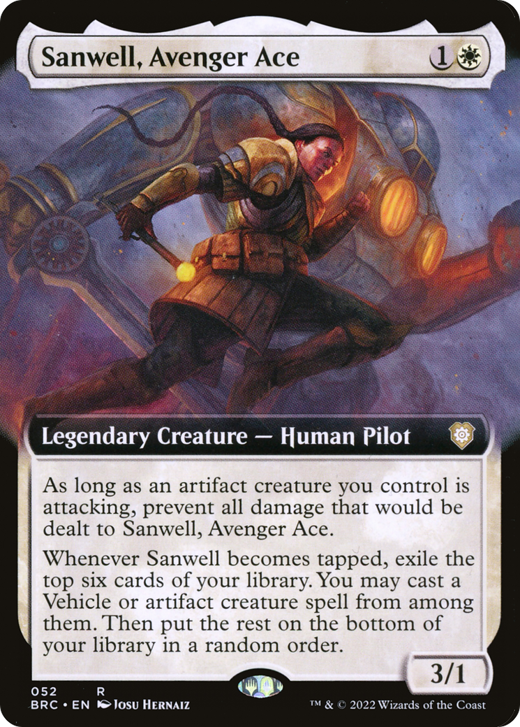 Sanwell, Avenger Ace (Extended Art) (52) [Commander: The Brothers' War] - Deck Out Gaming