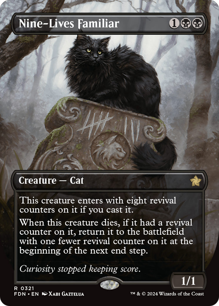 Nine-Lives Familiar (Borderless) (321) [Foundations] foil - Deck Out Gaming