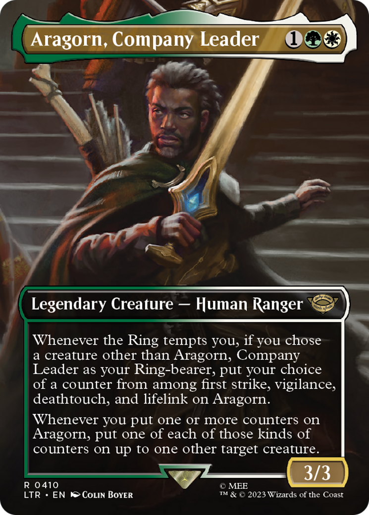 Aragorn, Company Leader (Borderless) (410) [The Lord of the Rings: Tales of Middle-earth] foil - Deck Out Gaming