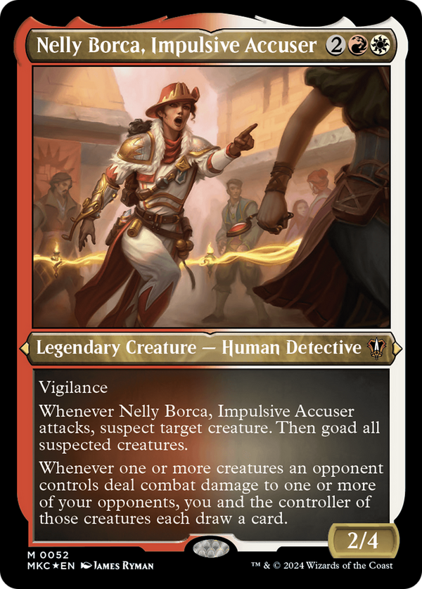 Nelly Borca, Impulsive Accuser (Display Commander) - Thick Stock (52) [Murders at Karlov Manor Commander] foil - Deck Out Gaming