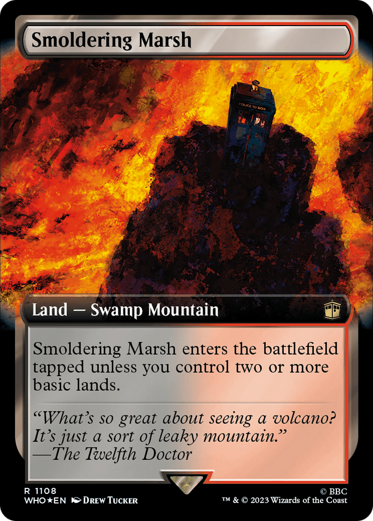 Smoldering Marsh (Extended Art) (Surge Foil) (1108) [Doctor Who] foil - Deck Out Gaming