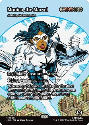 Monica, the Marvel - Aurelia, the Warleader (Borderless) (86) [Marvel Universe Eternal-Legal] foil - Deck Out Gaming