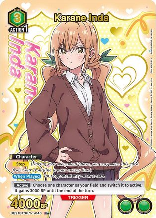 Karane Inda (046) (R*) (Box Topper Gold Foil) (UE21BT/RLY-1-046) [UE21BT: The 100 Girlfriends Who Really, Really, Really, Really, REALLY Love You] Foil-1