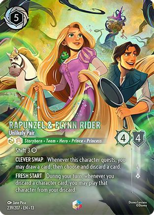 Rapunzel & Flynn Rider - Unlikely Pair (Enchanted) (239/204) [Attack of the Vine] Holofoil