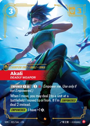 Akali, Deadly Weapon (021/166) [Vendetta] Foil-1